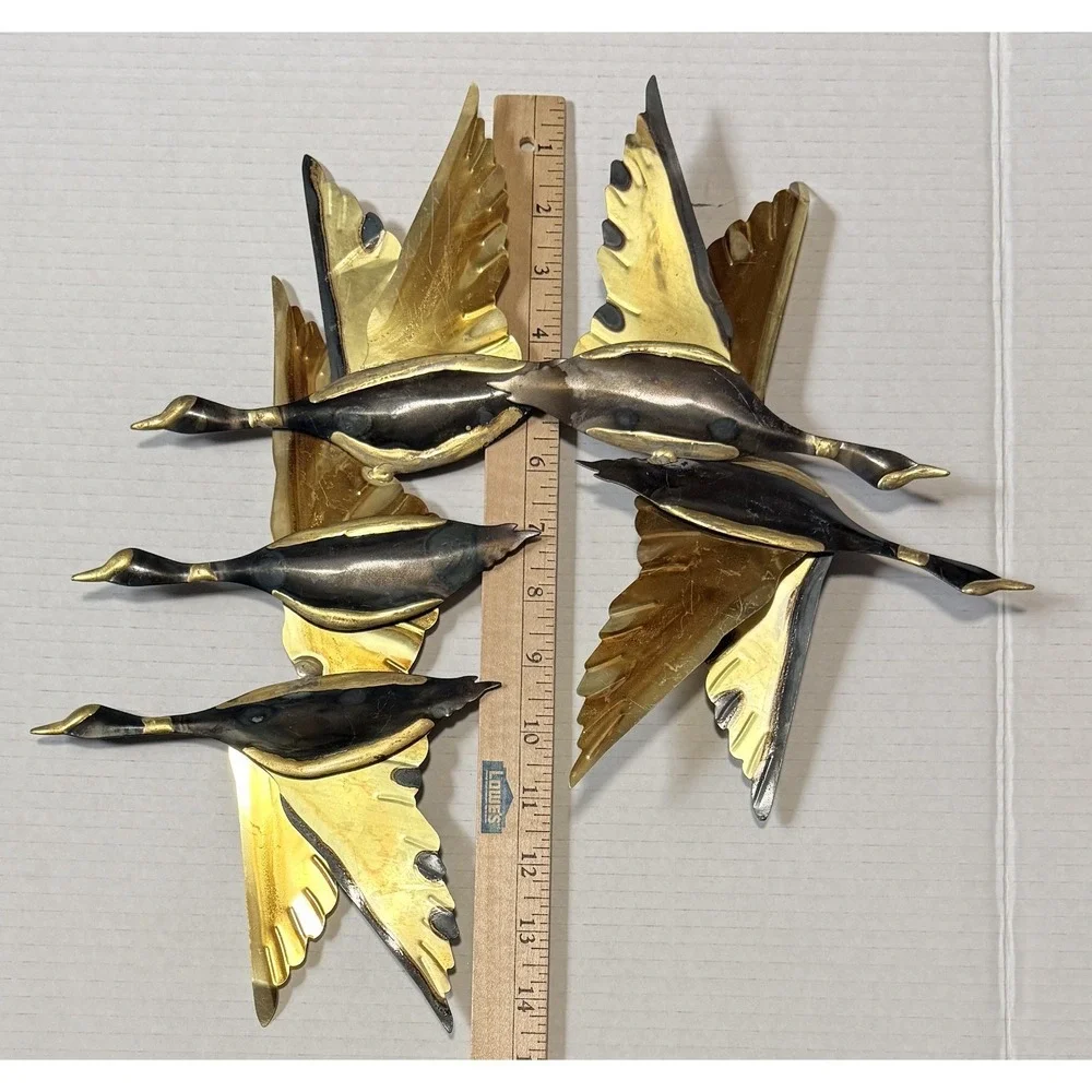 Vintage 60s Metal Wall Art Flying Geese Mid Century Modern MCM - Set of